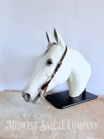 Beaded One Ear Western Headstall Full Horse Size - Red White Blue Black Bridles & Headstalls