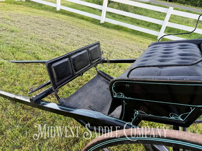 Beautiful Amish Maiden Wooden Cart Blue & Black