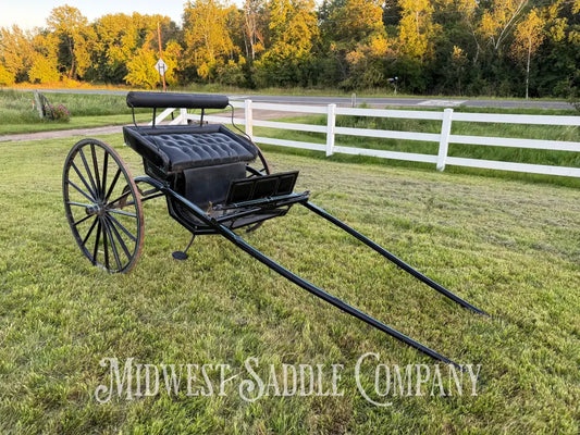 Beautiful Amish Maiden Wooden Cart Blue & Black
