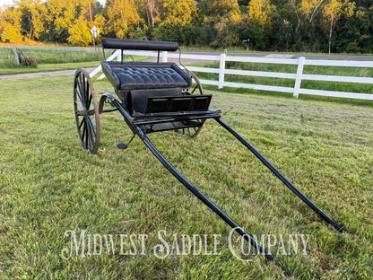 Beautiful Amish Maiden Wooden Cart Blue & Black