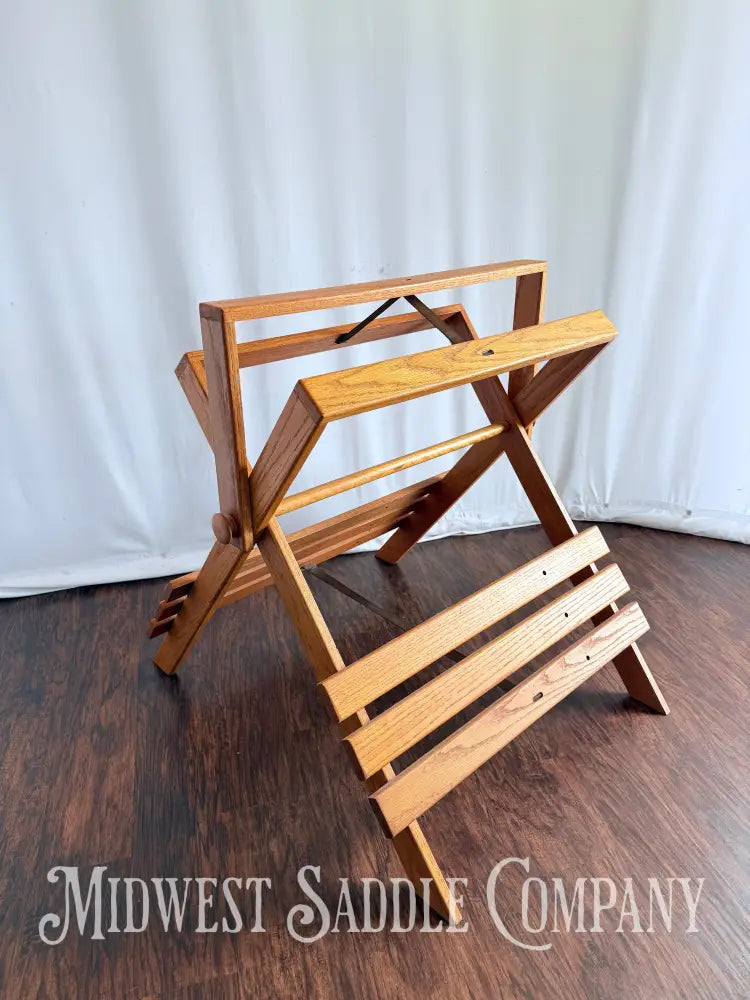 Beautiful Oak Wood Collapsible Display Saddle Stand