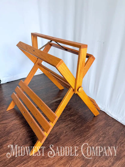 Beautiful Oak Wood Collapsible Display Saddle Stand