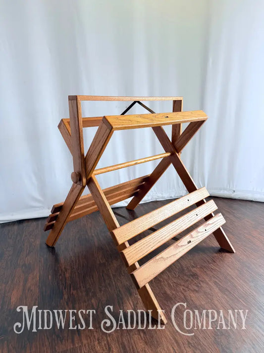 Beautiful Oak Wood Collapsible Display Saddle Stand