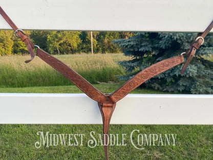 Billy Cook Maker Horse Breast Collar - Floral Leather Tooling