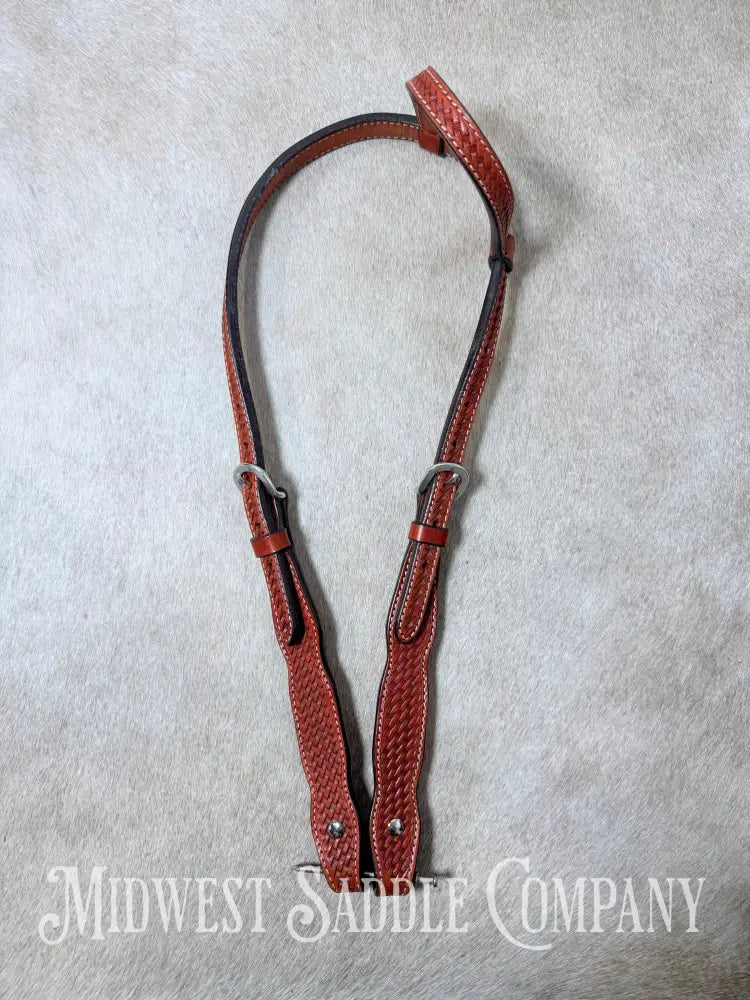 Circle Y Basketweave One Ear Headstall Full Horse Size - Bridles & Headstalls