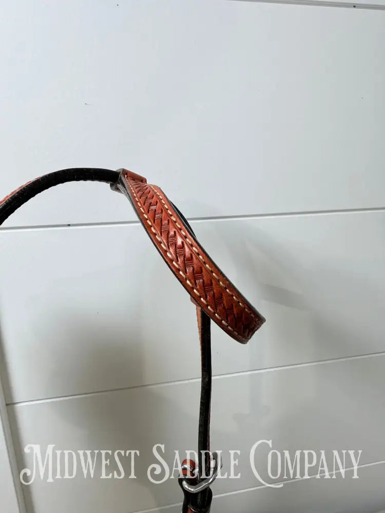 Circle Y Basketweave One Ear Headstall Full Horse Size - Bridles & Headstalls