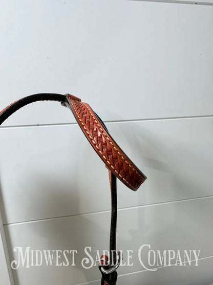 Circle Y Basketweave One Ear Headstall Full Horse Size - Bridles & Headstalls