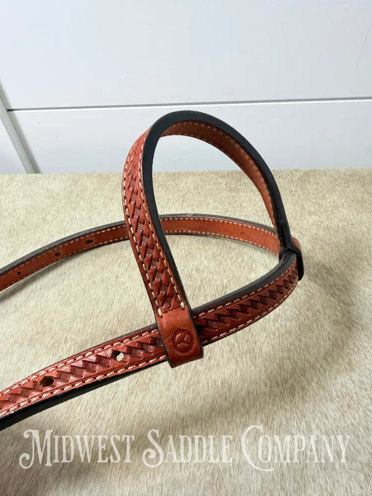 Circle Y Basketweave One Ear Headstall Full Horse Size - Bridles & Headstalls