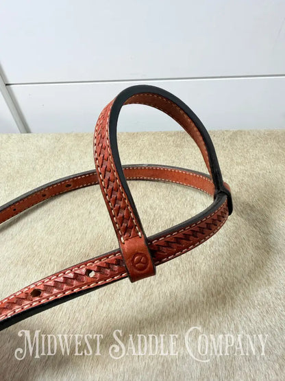 Circle Y Basketweave One Ear Headstall Full Horse Size - Bridles & Headstalls