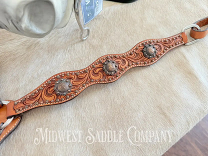 Circle Y Concho Headstall & Breast Collar Set Fully Tooled Tack Set