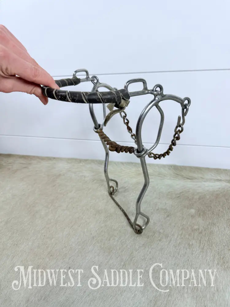 Combination Hackamore Twisted Wire Gag Bit Long Shank 5” Bit