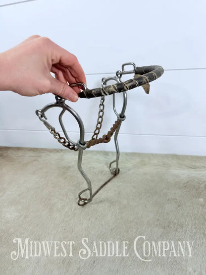 Combination Hackamore Twisted Wire Gag Bit Long Shank 5” Bit