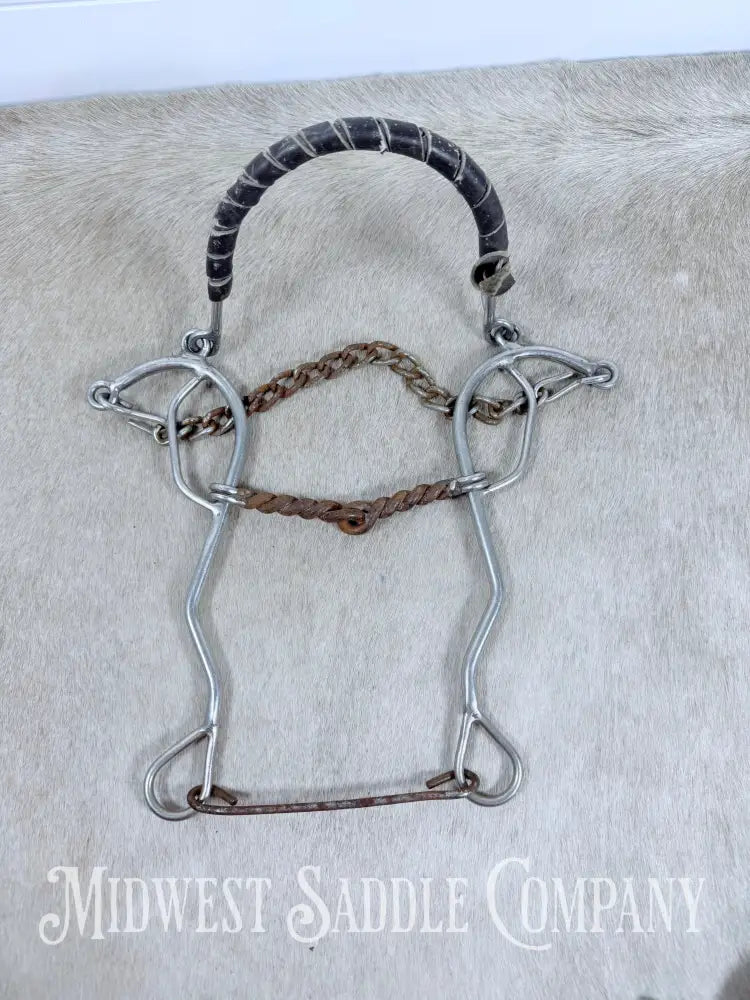 Combination Hackamore Twisted Wire Gag Bit Long Shank 5” Bit
