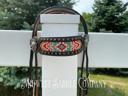 Complete Circle Y Southwest Beaded Tack Set - Headstall Noseband Breast Collar Spur Straps.