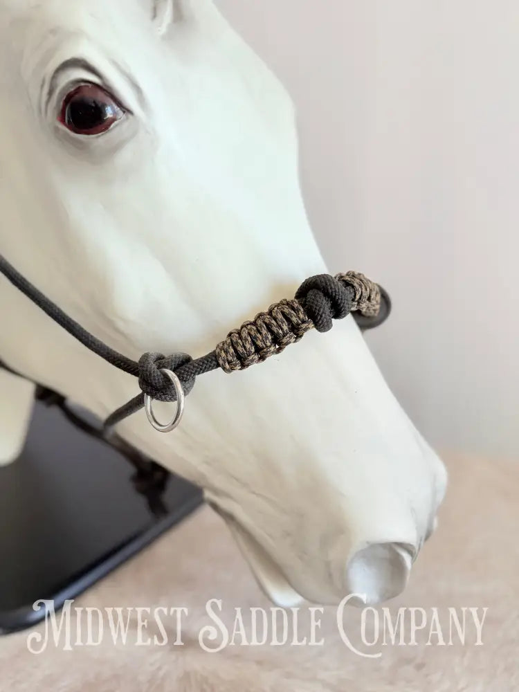 Custom Braided Rope Halter Side Pull 4 Knots - Large Horse Size Halter