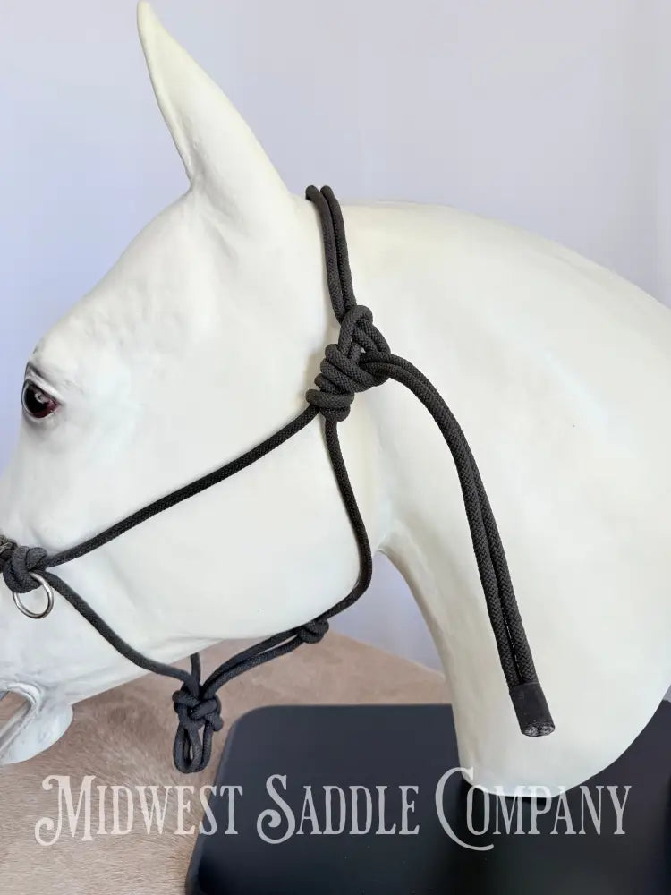 Custom Braided Rope Halter Side Pull 4 Knots - Large Horse Size Halter