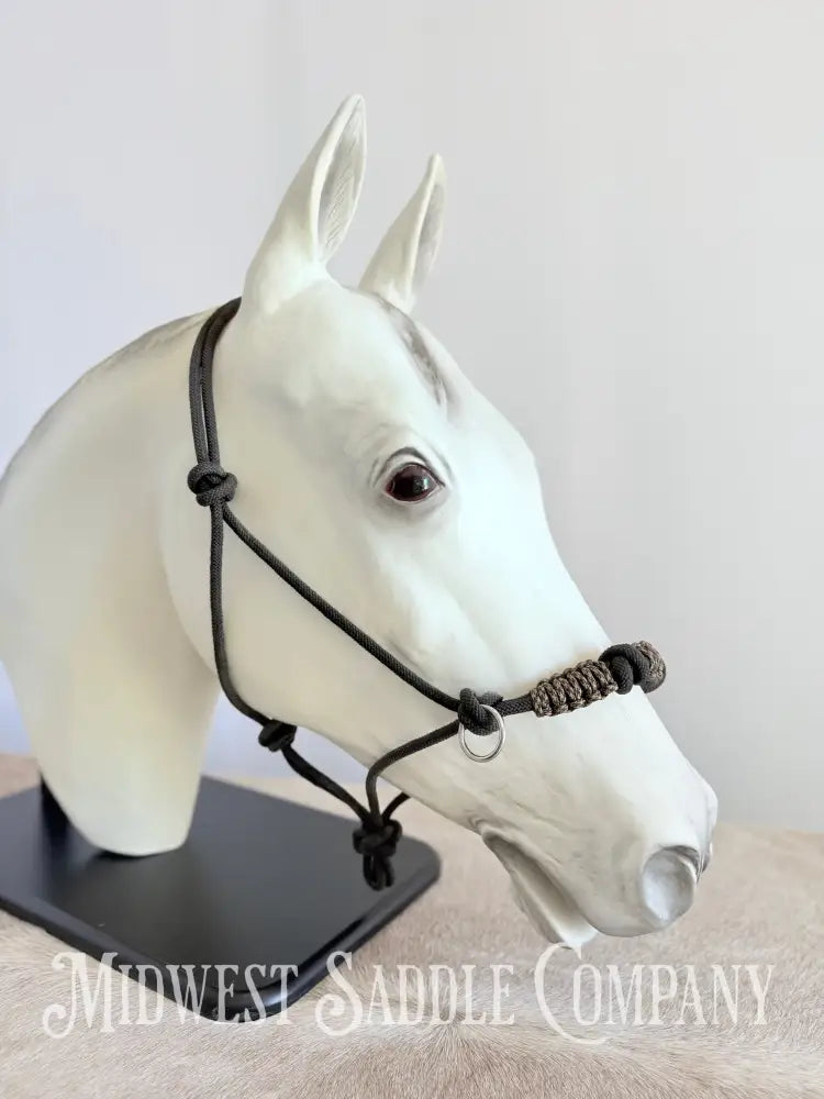 Custom Braided Rope Halter Side Pull 4 Knots - Large Horse Size Halter