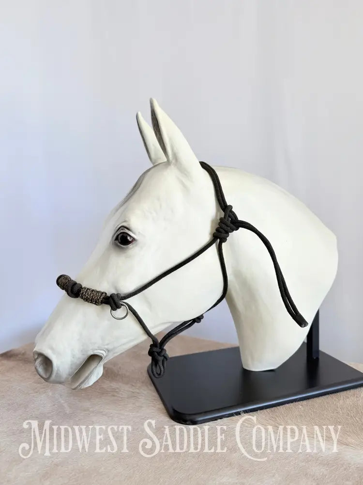 Custom Braided Rope Halter Side Pull 4 Knots - Large Horse Size Halter