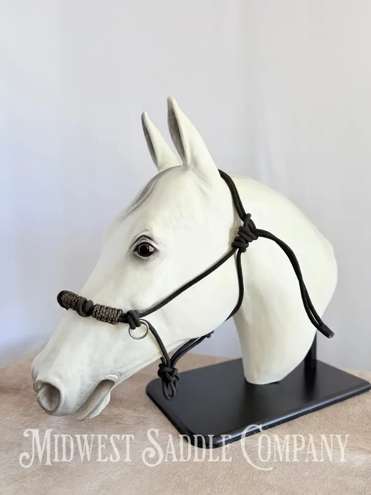 Custom Braided Rope Halter Side Pull 4 Knots - Large Horse Size Halter