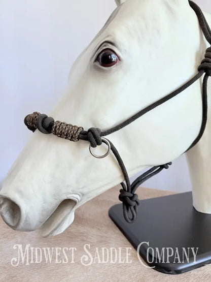 Custom Braided Rope Halter Side Pull 4 Knots - Large Horse Size Halter