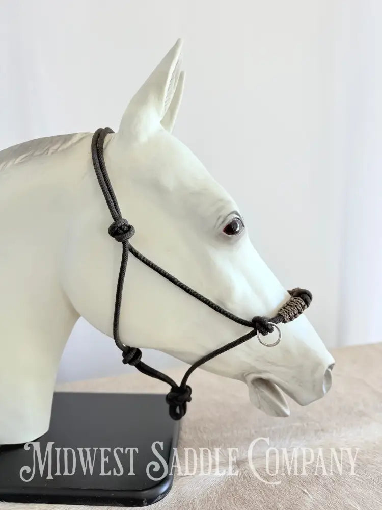 Custom Braided Rope Halter Side Pull 4 Knots - Large Horse Size Halter