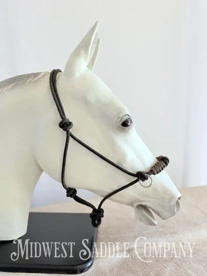 Custom Braided Rope Halter Side Pull 4 Knots - Large Horse Size Halter