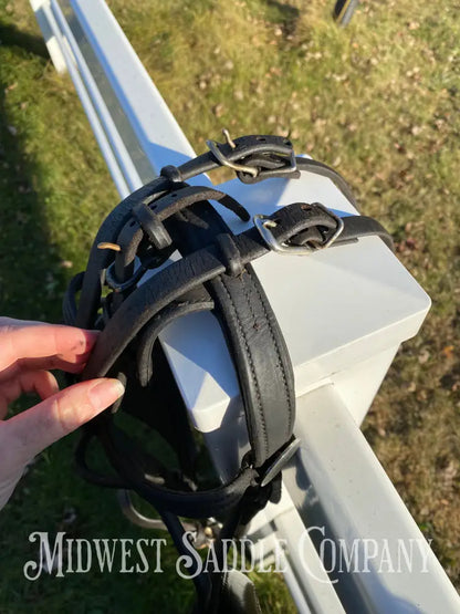 Donkey Driving Harness Leather Bridle with Blinders Driving Harness