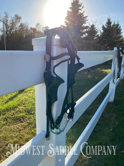 Donkey Driving Harness Leather Bridle with Blinders Driving Harness