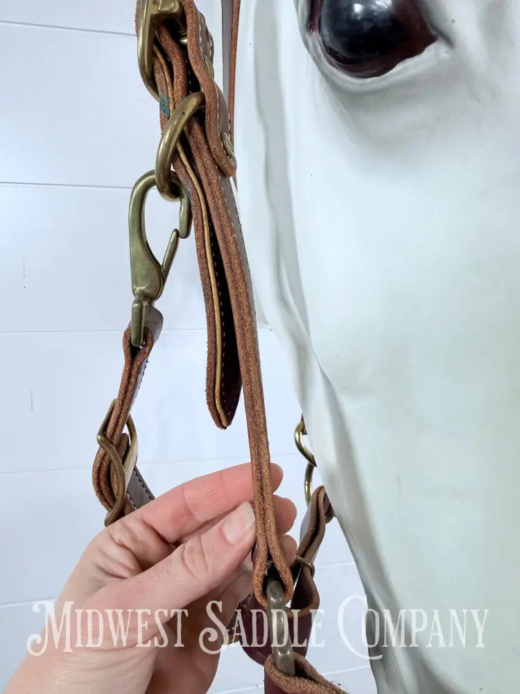 Double Stitched Halter Bridle Combination Western Trail Headstall Full Horse Size - Bridles & Headstalls