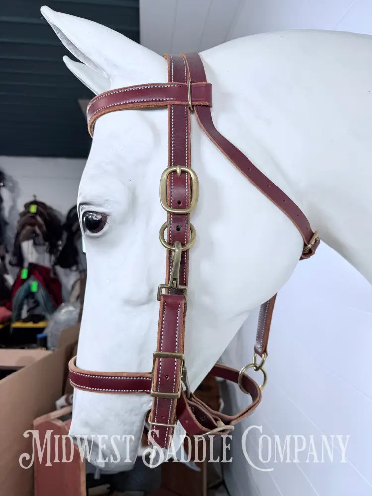 Double Stitched Halter Bridle Combination Western Trail Headstall Full Horse Size - Bridles & Headstalls