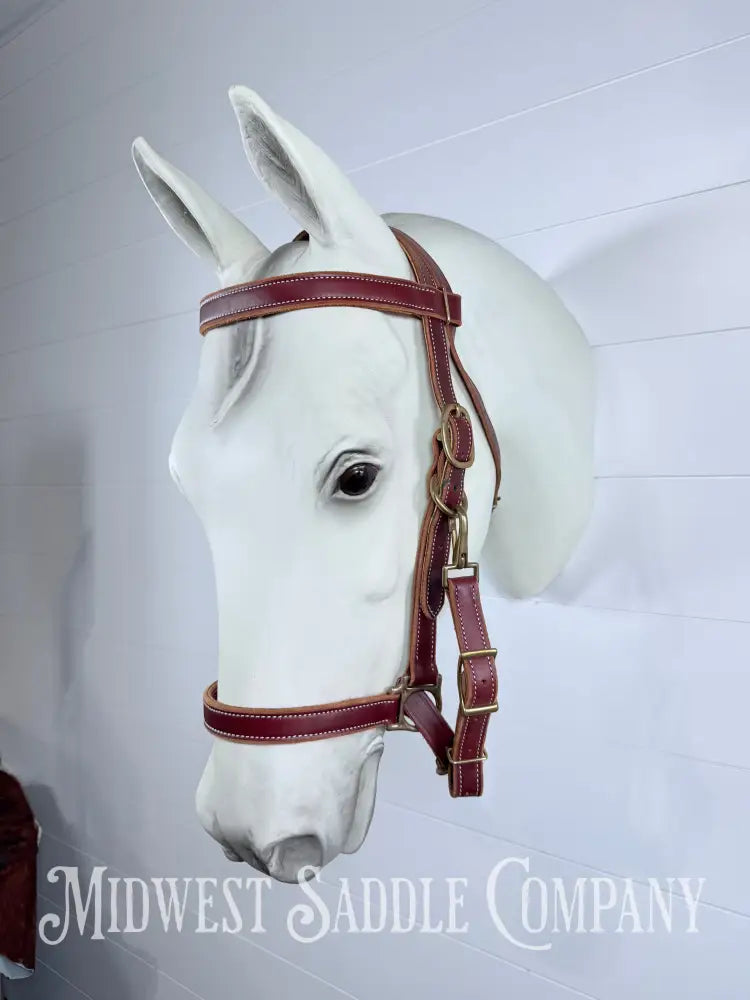 Double Stitched Halter Bridle Combination Western Trail Headstall Full Horse Size - Bridles & Headstalls
