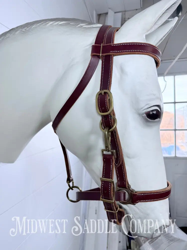 Double Stitched Halter Bridle Combination Western Trail Headstall Full Horse Size - Bridles & Headstalls