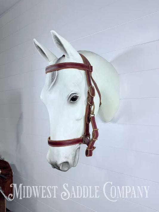 Double Stitched Halter Bridle Combination Western Trail Headstall Full Horse Size - Bridles & Headstalls