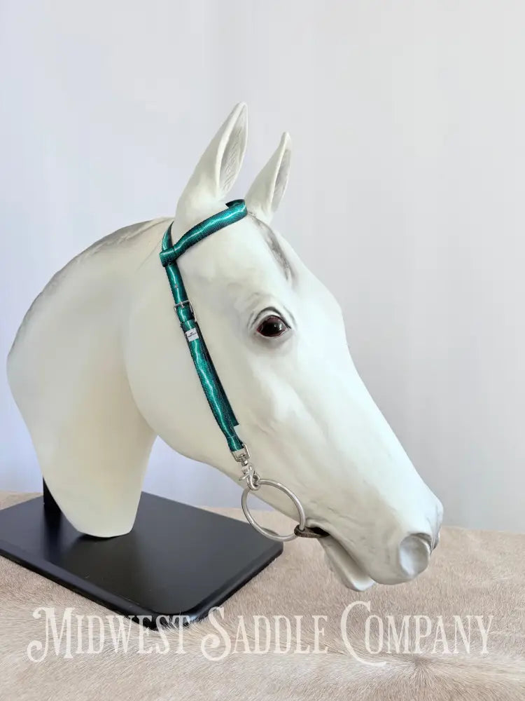 Hot Headstalls Brand Lightning Strikes Nylon Headstalls Blue & Green - Horse Size Bridles & Headstalls