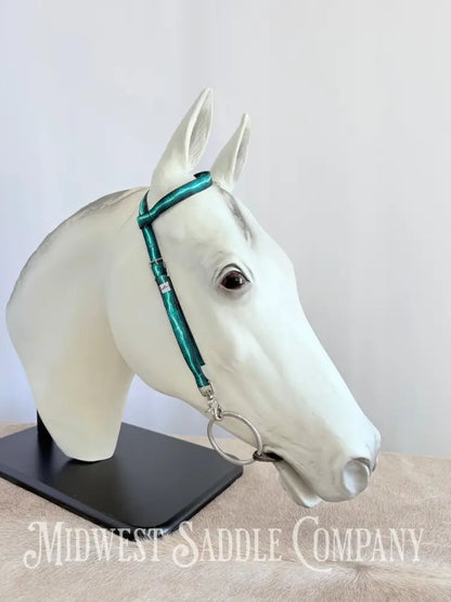 Hot Headstalls Brand Lightning Strikes Nylon Headstalls Blue & Green - Horse Size Bridles & Headstalls