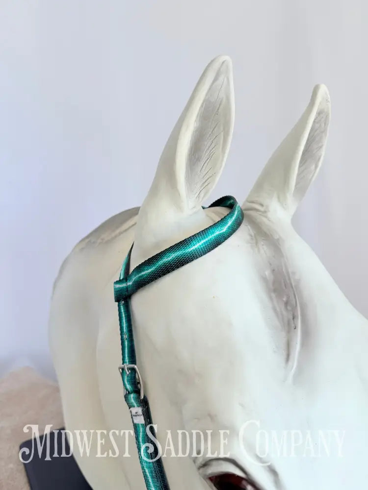 Hot Headstalls Brand Lightning Strikes Nylon Headstalls Blue & Green - Horse Size Bridles & Headstalls