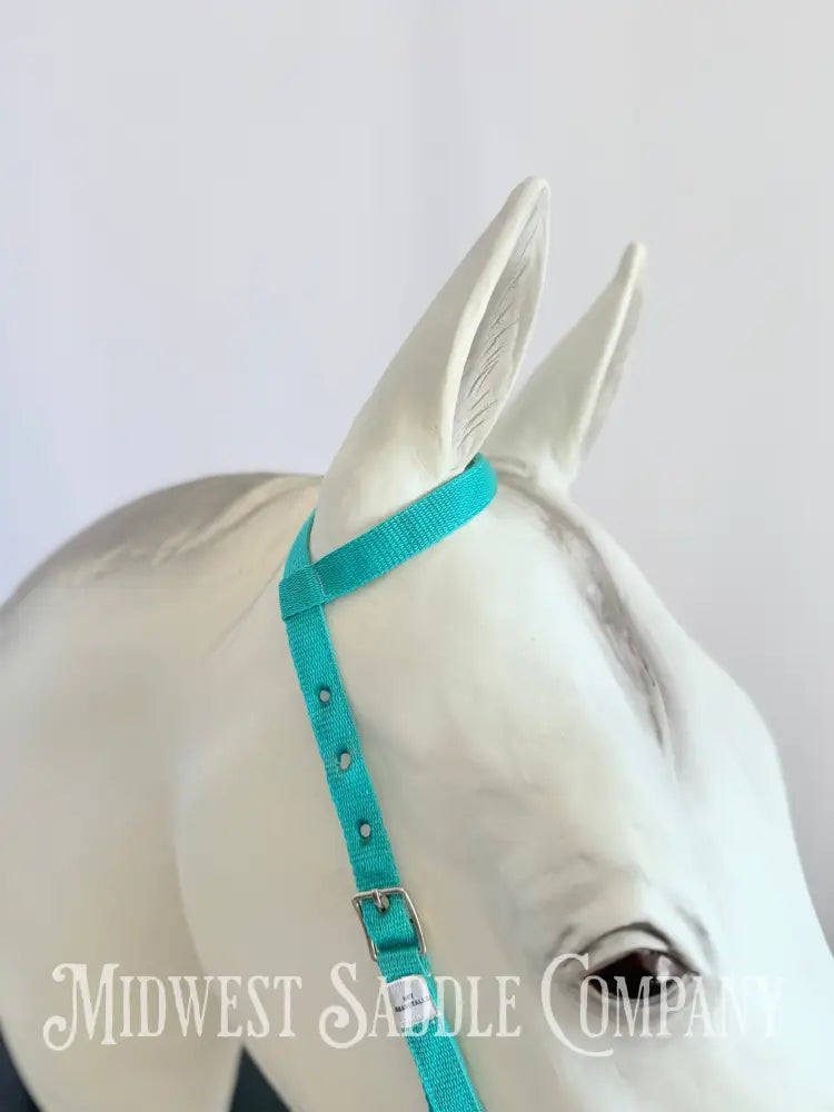 Hot Headstalls Brand One Ear Nylon Headstall Teal - Horse Size Bridles & Headstalls
