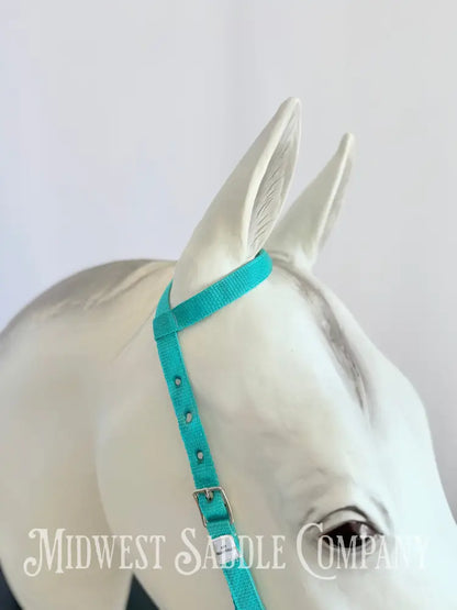 Hot Headstalls Brand One Ear Nylon Headstall Teal - Horse Size Bridles & Headstalls