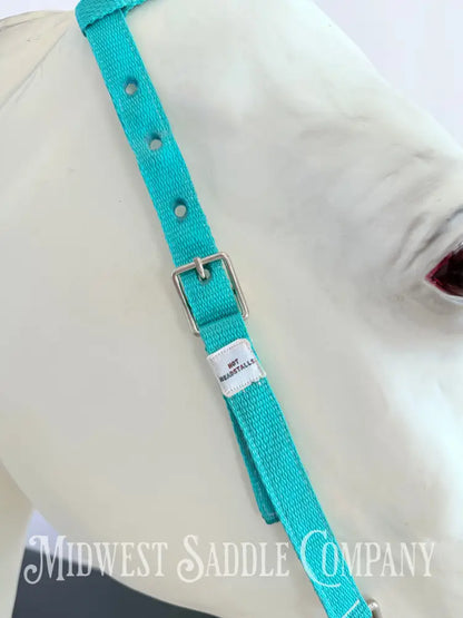 Hot Headstalls Brand One Ear Nylon Headstall Teal - Horse Size Bridles & Headstalls