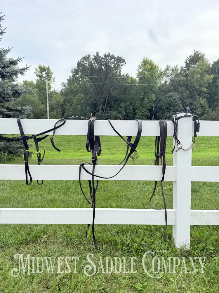 Leather Class A Miniature Horse Padded Driving Harness Brass Hardware - Driving Harness