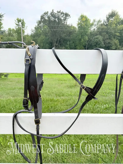 Leather Class A Miniature Horse Padded Driving Harness Brass Hardware - Driving Harness