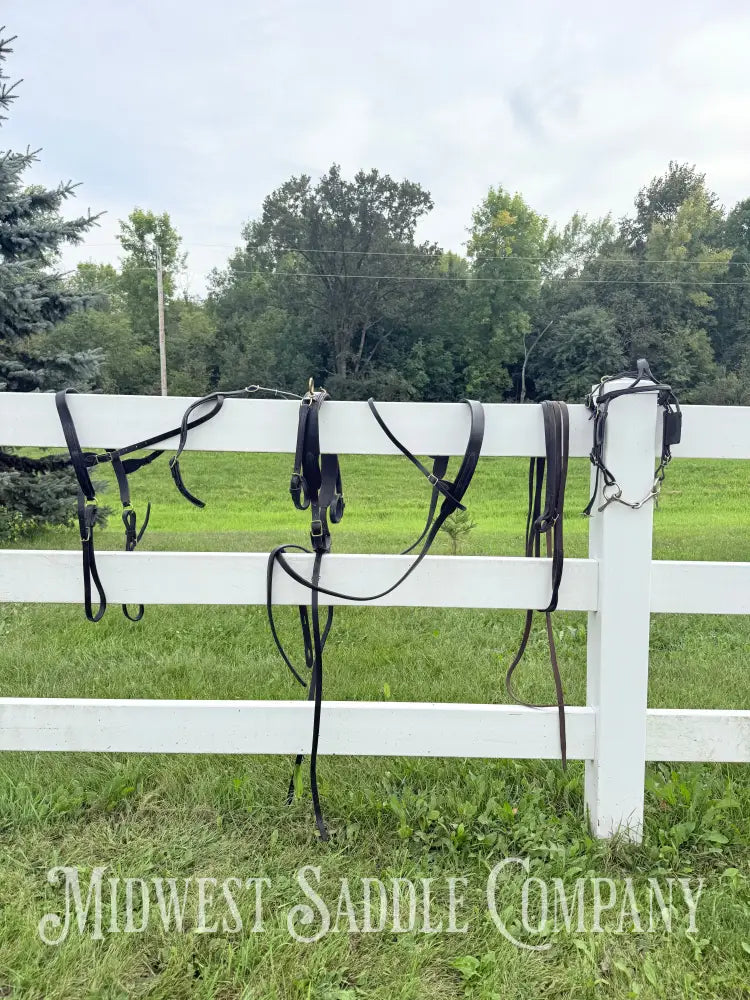 Leather Class A Miniature Horse Padded Driving Harness Brass Hardware - Driving Harness