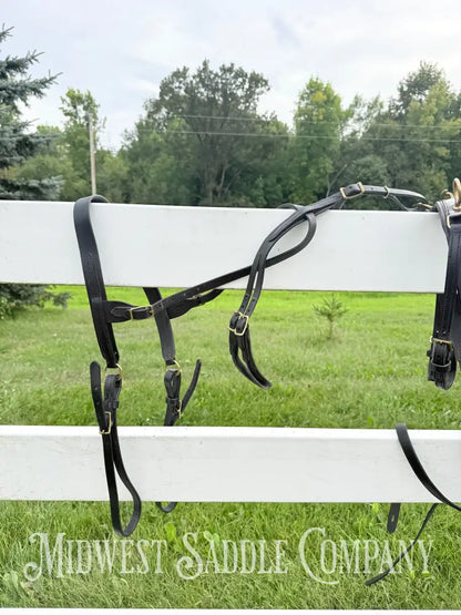 Leather Class A Miniature Horse Padded Driving Harness Brass Hardware - Driving Harness