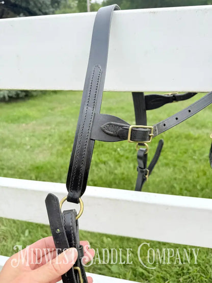 Leather Class A Miniature Horse Padded Driving Harness Brass Hardware - Driving Harness
