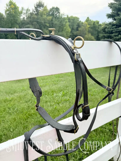Leather Class A Miniature Horse Padded Driving Harness Brass Hardware - Driving Harness