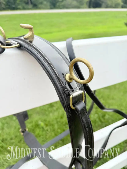 Leather Class A Miniature Horse Padded Driving Harness Brass Hardware - Driving Harness