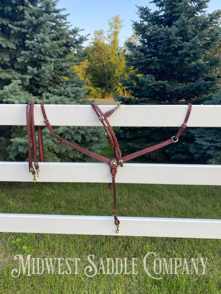 Like New Weaver Leather Texas Star Complete Tack Set - Nwot Horse Headstall Breast Collar Reins