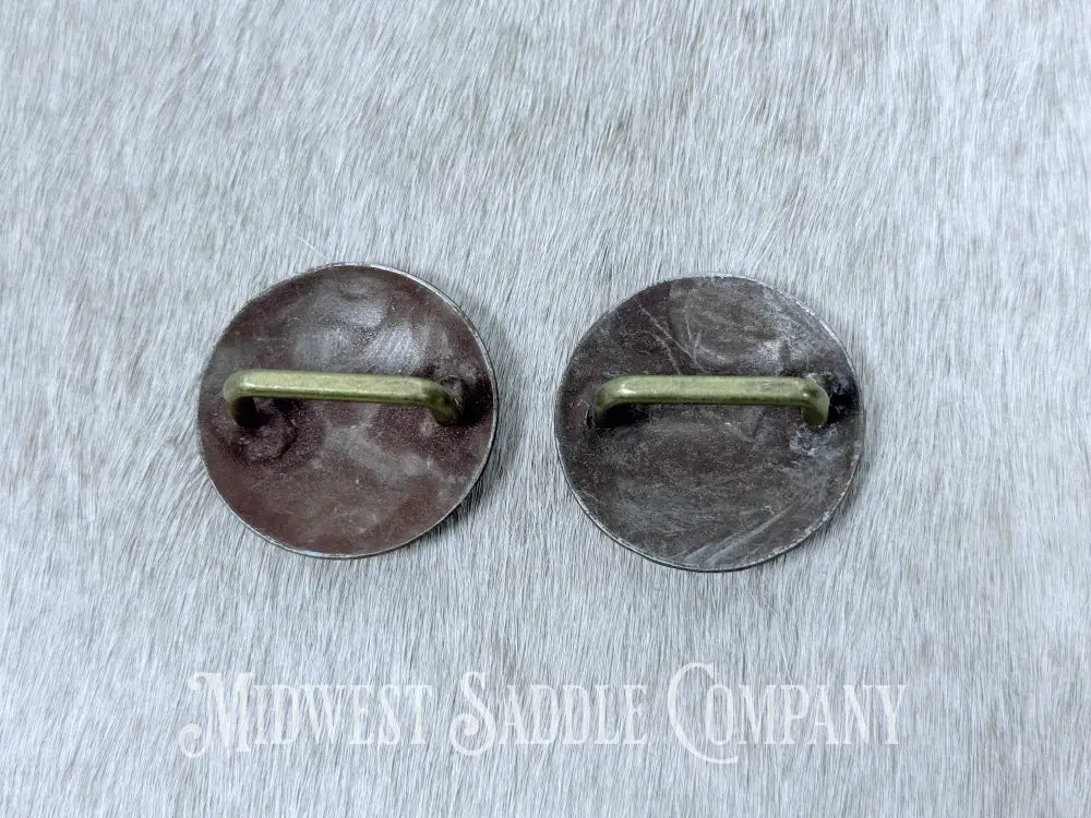 Lone Silver Star Bridle Rosettes Loop Back Wild Rag Slide Conchos Set of 2