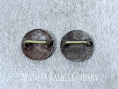 Lone Silver Star Bridle Rosettes Loop Back Wild Rag Slide Conchos Set of 2