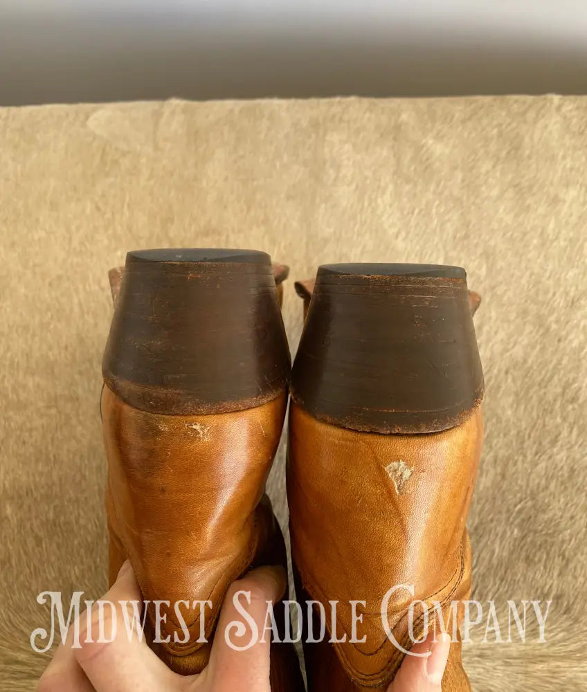Men’s Frye Vintage Stitch Western Cowboy Boots Cognac Brown Leather - Size 10 1/2 D